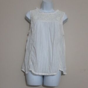 House Of Harlow women White Sleeveless Top Embroidered Fairy Casual Vacation L